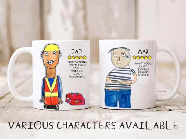 5 Star Review Mug - Various characters Dad Mum Bro Sis Teacher