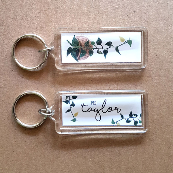 Personalised Keychain - Hanging Snow Pothos
