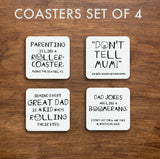 Set of 4 Coasters - Father's Day Funny Dad Quotes