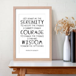 Serenity Prayer Quote Art Print Home Office Decor