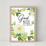 God Bless Our Home Paeonia Krinkle- Art Print/ Plaque