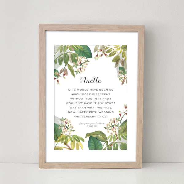 Personalised Message/ Quote art print - Japanese Photinia