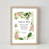 Personalised Message/ Quote art print - Pink Peony Floral