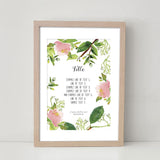 Personalised Message/ Quote art print - Pink Peony Floral