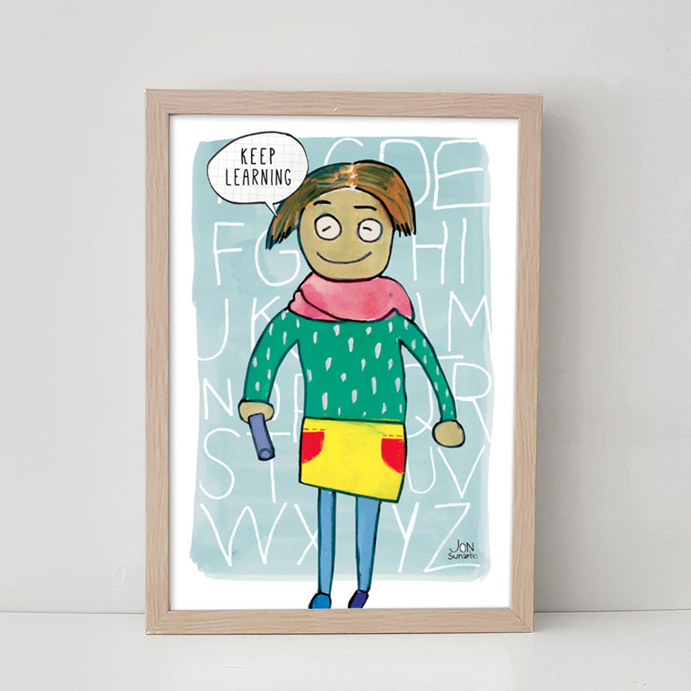 Keep Learning Poster Drawing Teachers' gift - Keep Learning, a Teachers Portrait – Harvest Collection AU