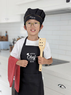 Personalised Kids Apron & Hat - Head Chef Sous Chef