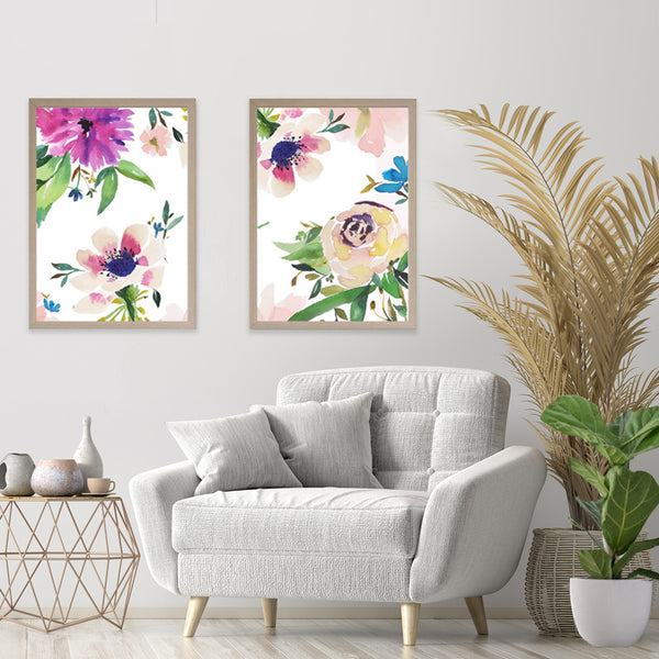 Set of 4 watercolour floral art - Garden in Spring