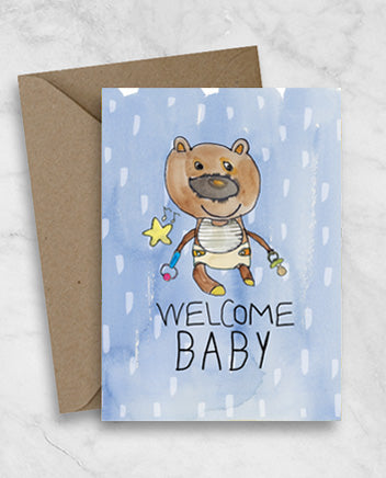Welcome Newborn Baby Greeting Card - Teddy Bear