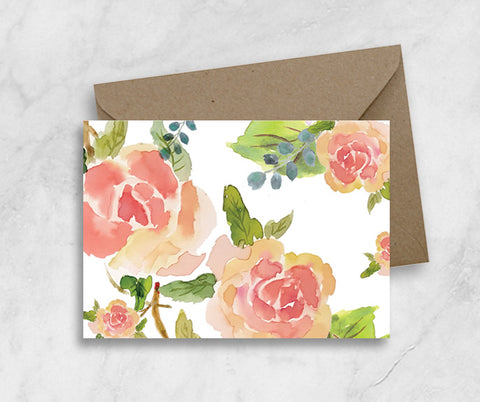 Greeting/ gift Card - Peachy Rose Garden