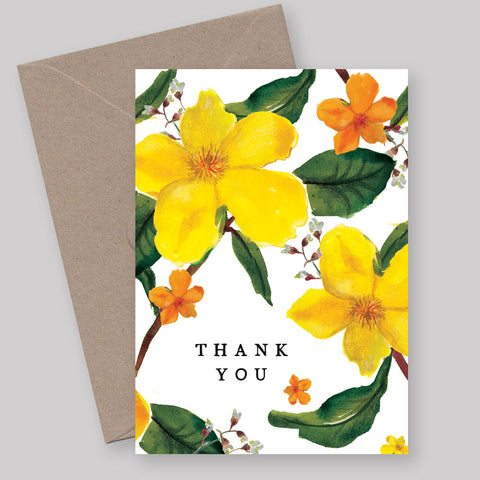 Greeting Card - Thank You In Yellow Vine