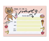 Teddy Bear Birthday Party Invitation Card - Pink