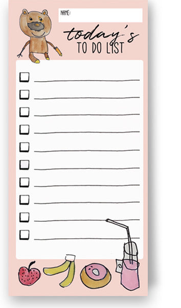 Teddy's To Do List Blush Colour Notepads