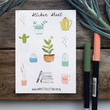 Planner stickers - Potted Plants, Coffee And Books