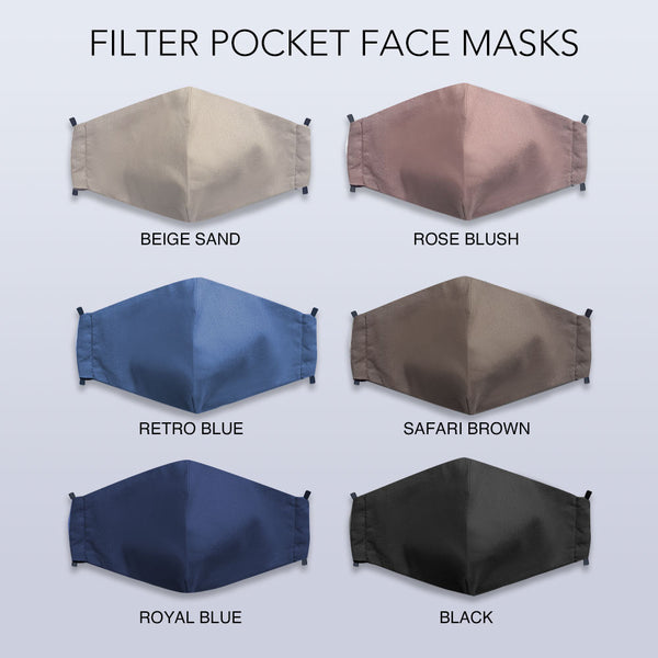 Plain Cotton Reusable Face Masks With Filter Pocket