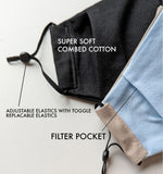 Plain Cotton Reusable Face Masks With Filter Pocket