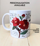 Personalised Mug - Affirmation For Teachers Red Camellias