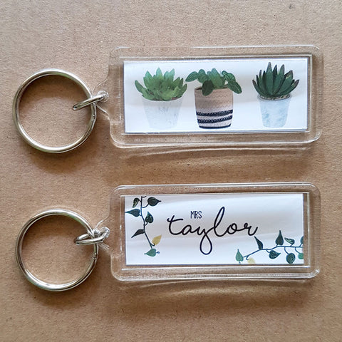 Personalised Keychain - 3 Potted Plants