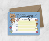 Teddy Bear Birthday Party Invitation Card - Blue