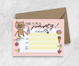 Teddy Bear Birthday Party Invitation Card - Pink