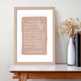 Phillipians 4:8 - Scripture Quote Art Print Home Office Decor